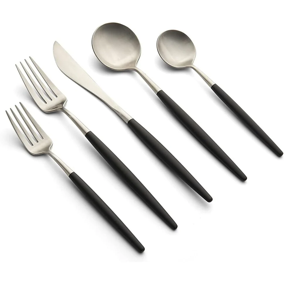 CAMBRIDGE Silversmiths Sojourn Black Satin 20-Piece Flatware Set, Service for 4