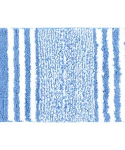 Bathroom Rug Mat, Extra Soft and Absorbent Microfiber Bath Rugs Fluffy Striped Non Slip Bathroom Floor Mat