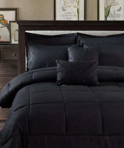 10 Piece Black Plaid Comforter Set Bed In A Bag