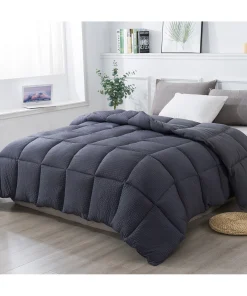 KASENTEX Winter Warmth Quilted Comforter, Cozy Soft Seersucker Textured, Down Alternative Fill