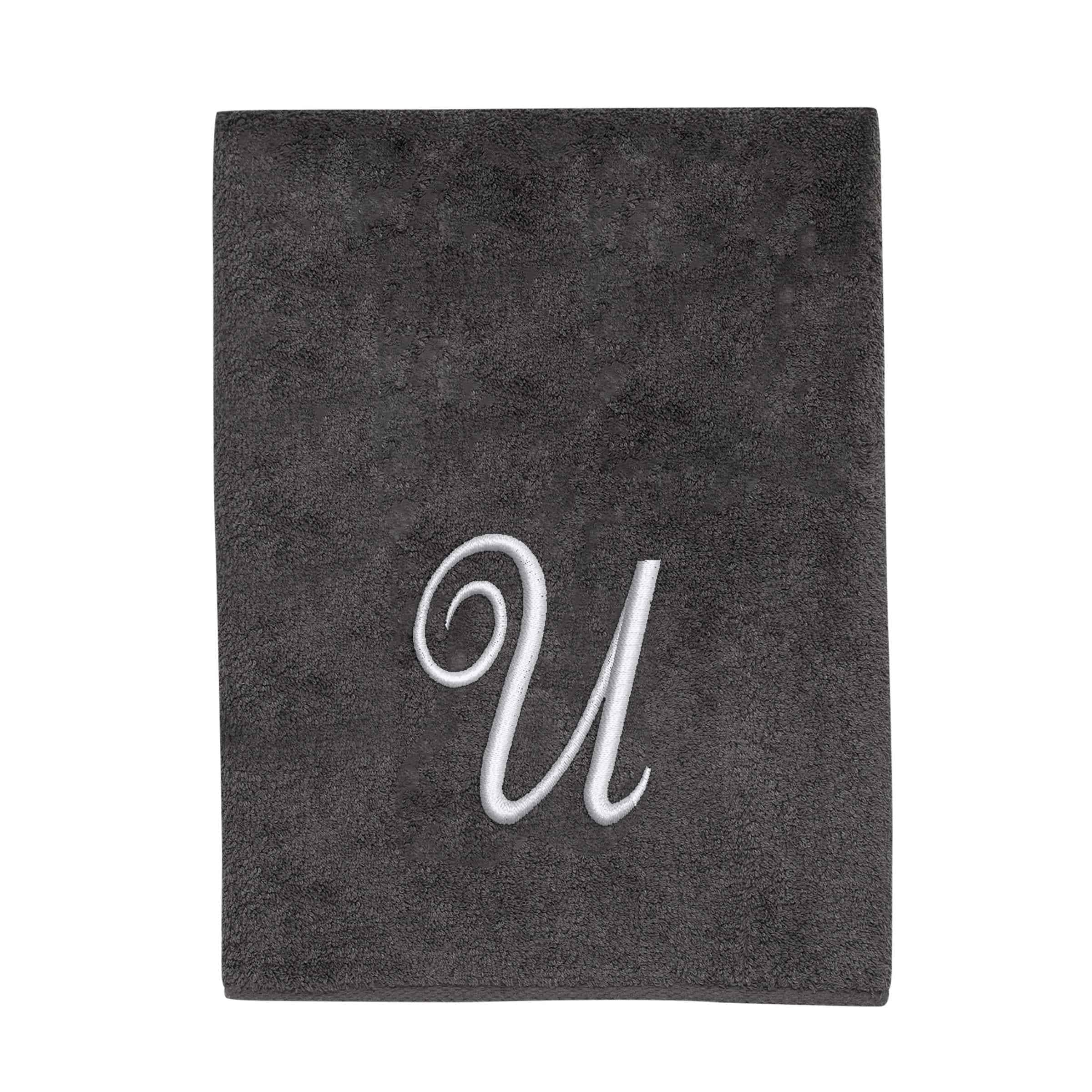 Avanti Linens Granite/Silver Script Monogram Bath Towel Letter U - Bath Towel