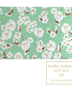 Kathy Ireland 21" x 34" Retro Floral Mint Memory Foam Bathroom Rug