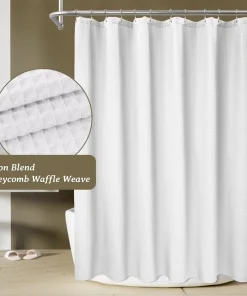 Cotton Blend Honeycomb Waffle Shower Curtain