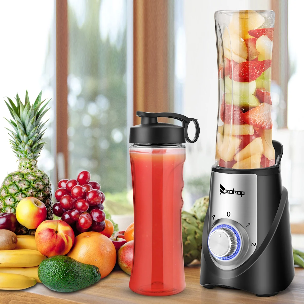 120V 350W 600ml Plastic 2*600ml Three-speed Mechanical Personal Size Blenders/Mini Blenders Black