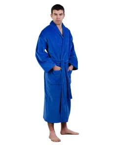 100-percent Pure Turkish Cotton Unisex Shawl Collar Terry Velour Bathrobe