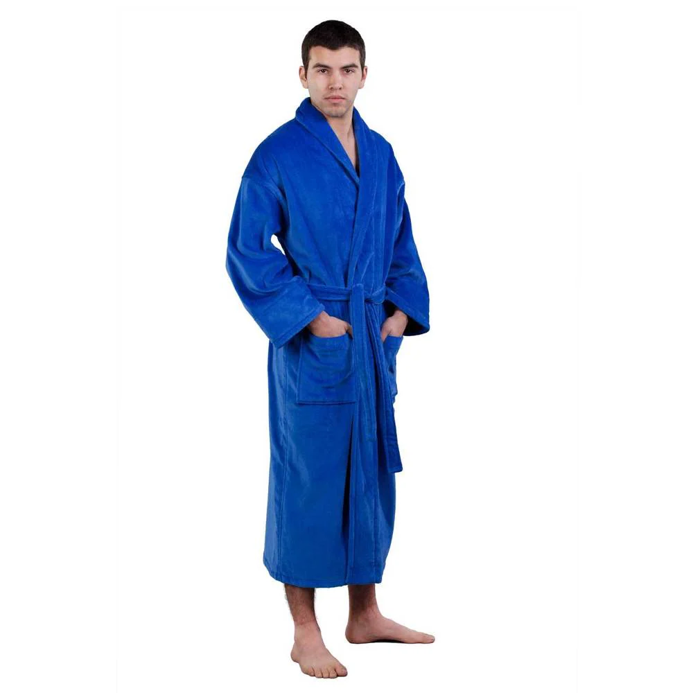100-percent Pure Turkish Cotton Unisex Shawl Collar Terry Velour Bathrobe