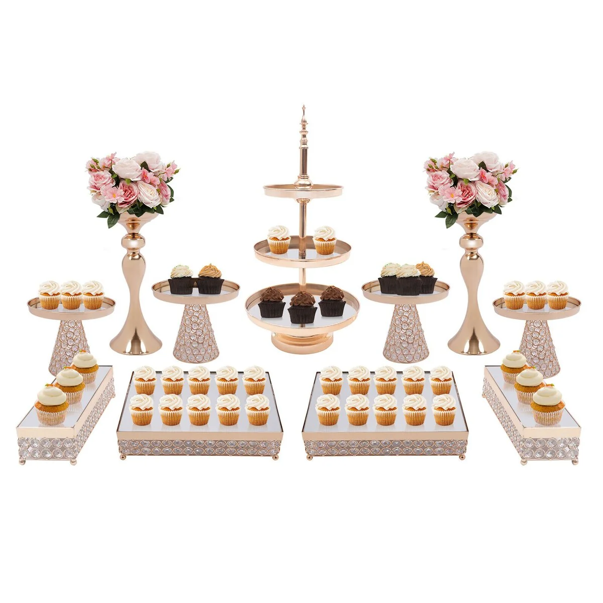 11 Pcs Elegant Dessert Pedestal Display Set for Events