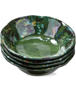 20 oz. 7 in. Botanica Green Floral Print Melamine Dinnerware Bowls Set of 4 Dishwasher Safe Indoor Outdoor
