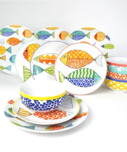 Euro Ceramica FreshCatch 12 Piece Dinnerware Set - Service for 4