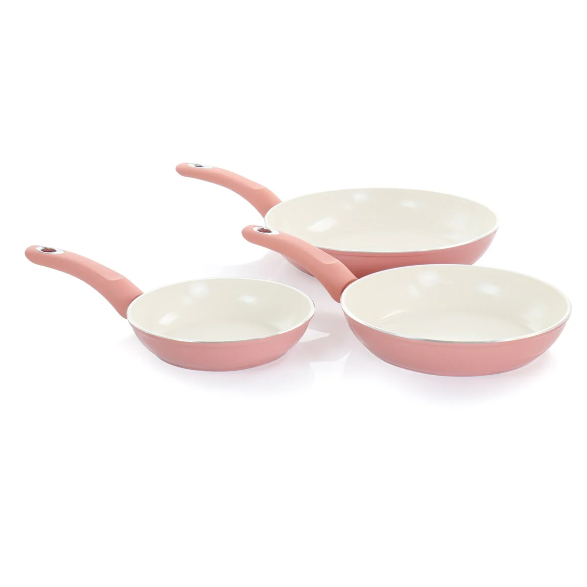 Gibson Home Pastel 3 Piece Al Nonstick Ceramic Frying Pan Set Rose