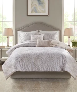 Beautyrest Kiona Silver/ Champagne 5 Piece Crushed Velvet Comforter Set