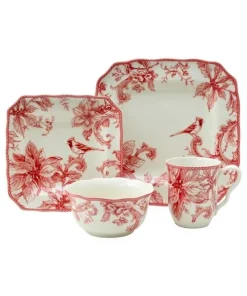 222 Fifth Christmas Lane 16 Piece Dinnerware Set, Service for 4