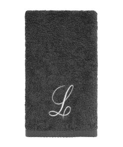 Avanti Linens Granite/Silver Script Monogram Fingertip Towel Letter L - Fingertip Towel