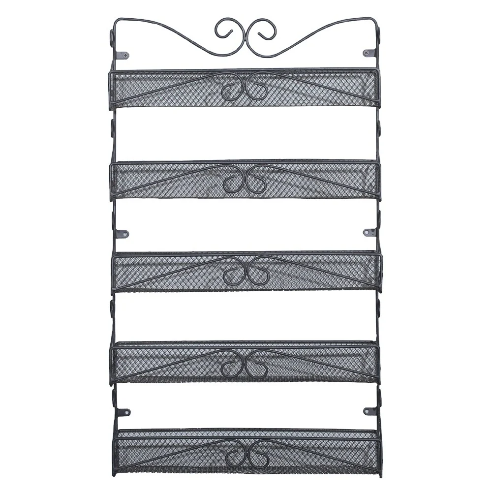 5 Tier Black Wall Mounted Spice Rack Organizer - 8' x 11'
