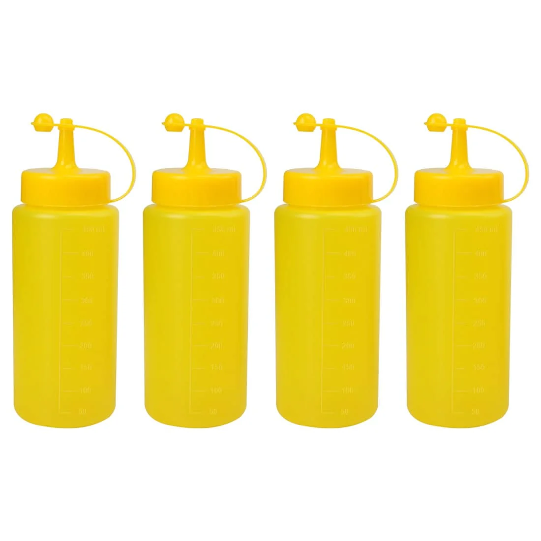 4pcs 16 OZ Plastic Condiment Squeeze Condiments Dispenser with Cap - 4 Pcs