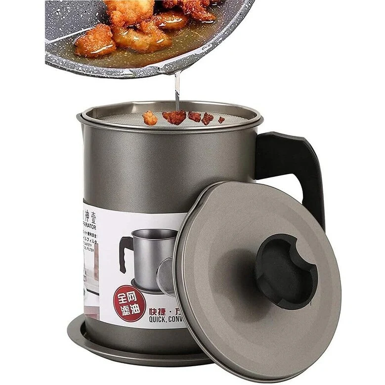 1.4L Stainless Steel Bacon Grease Can with Strainer