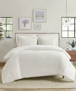 Beautyrest Apollo 3 Piece Striped Seersucker Oversized Duvet Cover Set (Insert Excluded)