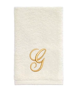 Avanti Linens Ivory/Gold Script Monogram Fingertip Towel Letter G - Fingertip Towel