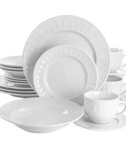 Elama Charlotte 20 Piece Porcelain Dinnerware Set in White