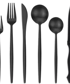 48-Piece Matte Black Silverware Set