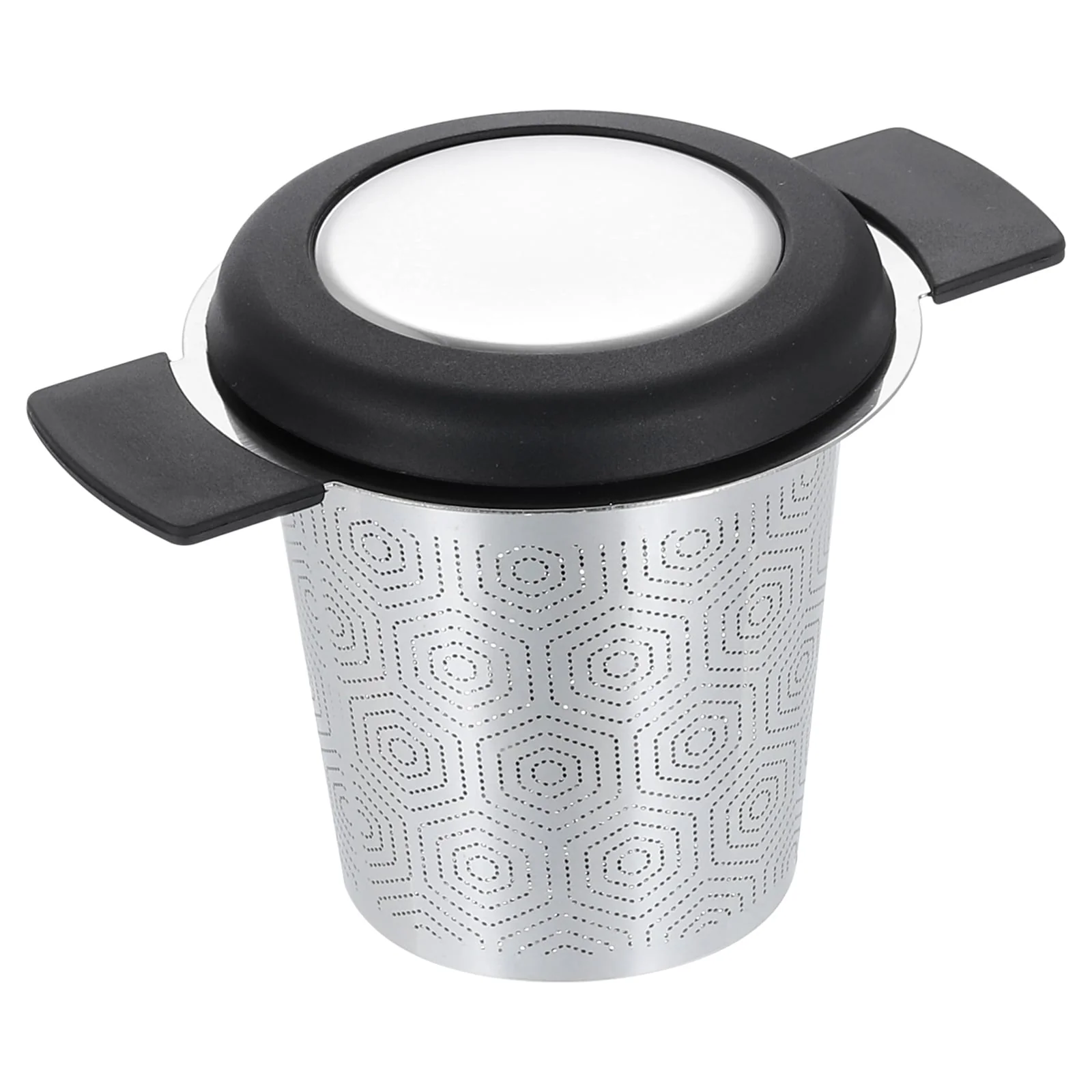 1 Pcs Tea Infuser Filter with Lid, Honeycomb Mesh Tea Strainer, Black