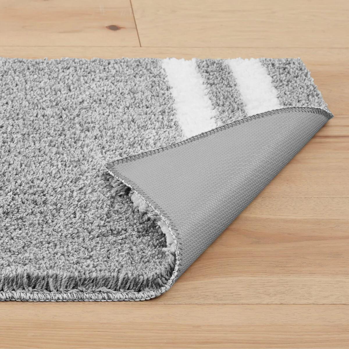 Lucky Brand Harden Striped Heathered Bath Rug with Anti-Skid Backing