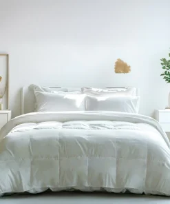 Highland Feather Summer Lightweight Airy European White Down Comforter - Tencel Organic Cotton Shell
