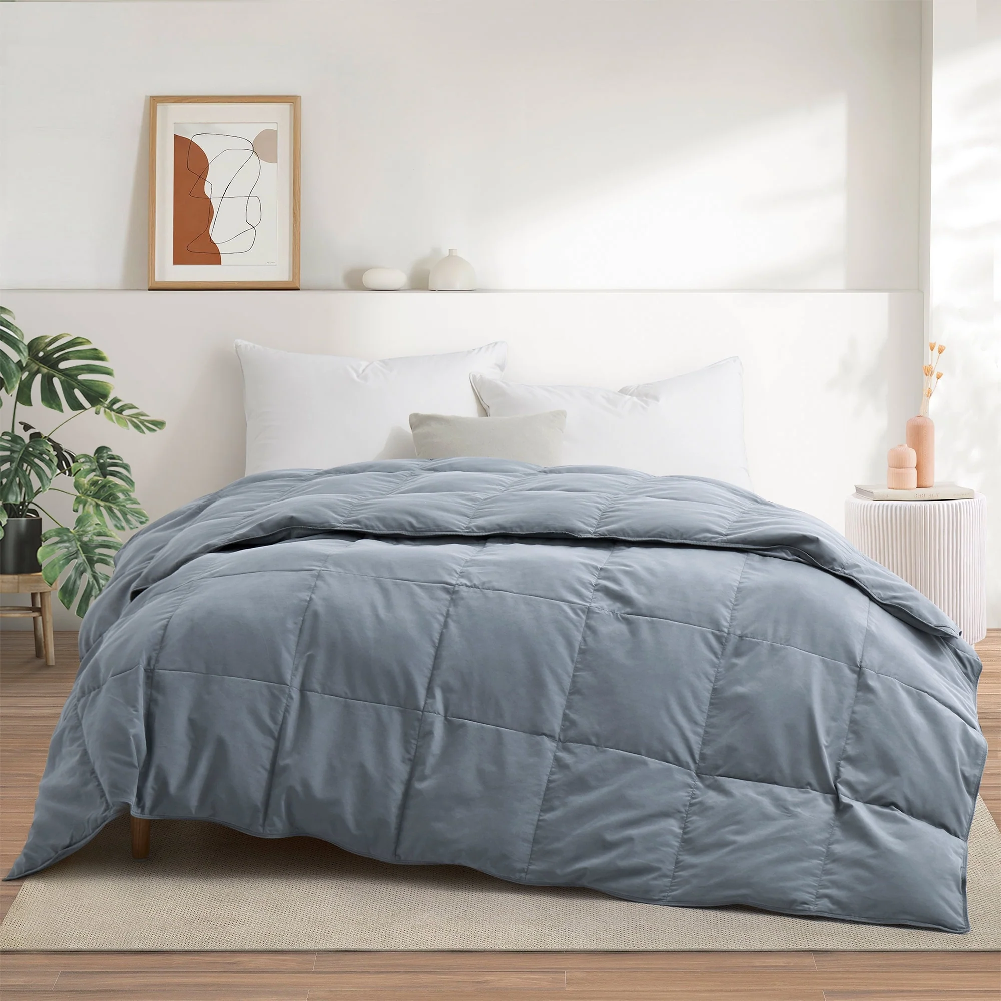 All season & Lightweight White Goose Down Duvet Comforter-Dark Gray