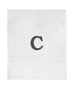 Avanti Linens Wht/Gry Block Monogram Bath Towel - Bath Towel
