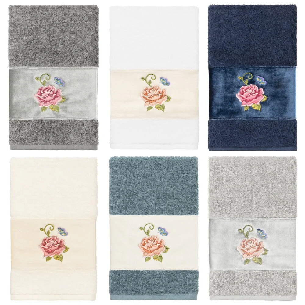 Authentic Hotel and Spa Turkish Cotton Rebecca Embellished Hand Towel