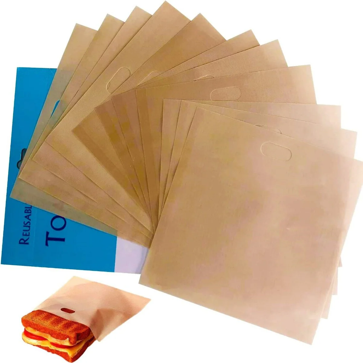 12 Pack Reusable Toaster Bags Non-Stick Toasted Sandwich Bags