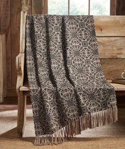 Custom House Black Tan Jacquard Woven Throw 50x60