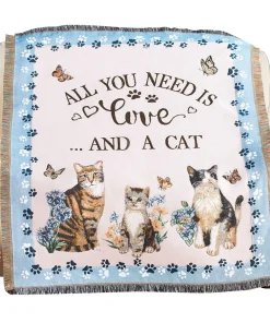 All You Need Is Love And A Cat Tapestry Throw Blanket