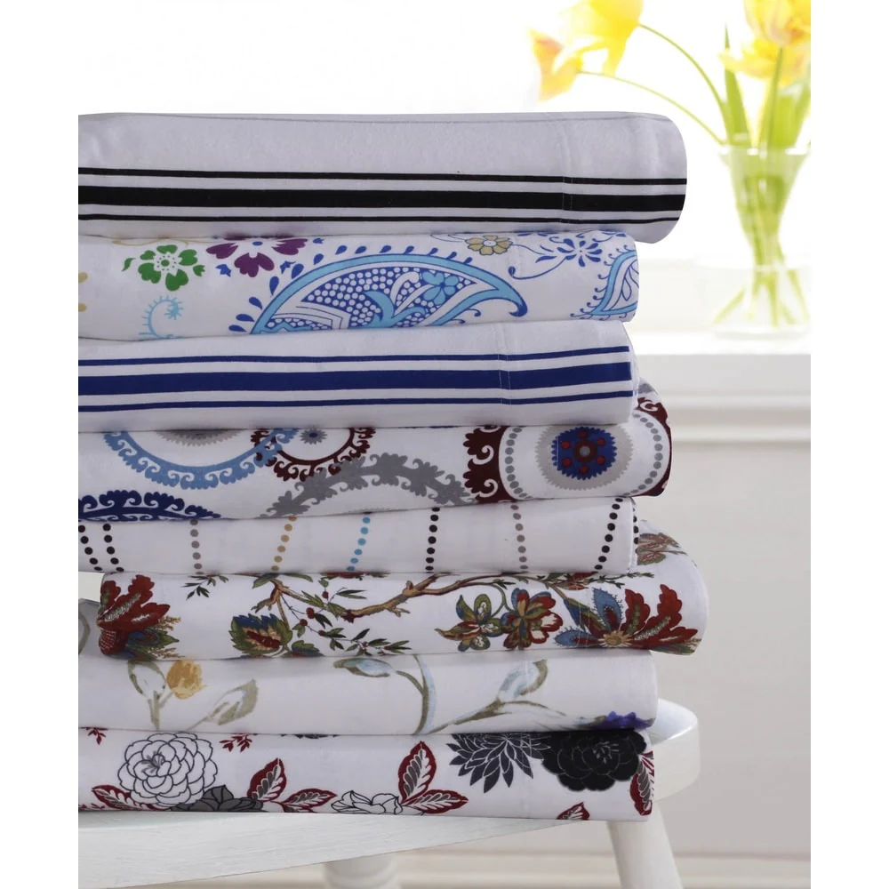 Flannel 170-GSM Printed Extra Deep Pocket Bed Sheet Set