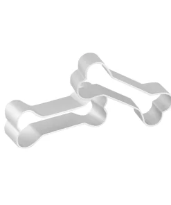 Holiday Dog Bone Shaped Biscuit Cake Cookie Cutter Mold Mould 2Pcs - Silver - 2.6" x 0.98" x 0.67" (L*Max.W*H)