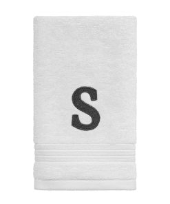 Avanti Linens Wht/Gry Block Monogram Fingertip Towel - Fingertip Towel
