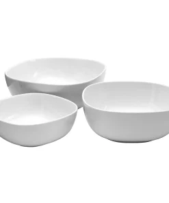 Denmark 3PC White Porcelain Soft Square Serving Bowl