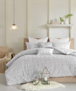 Duvet Set Cotton Comforter Cover, Grey Full/Queen(88"x92") 7 PCS