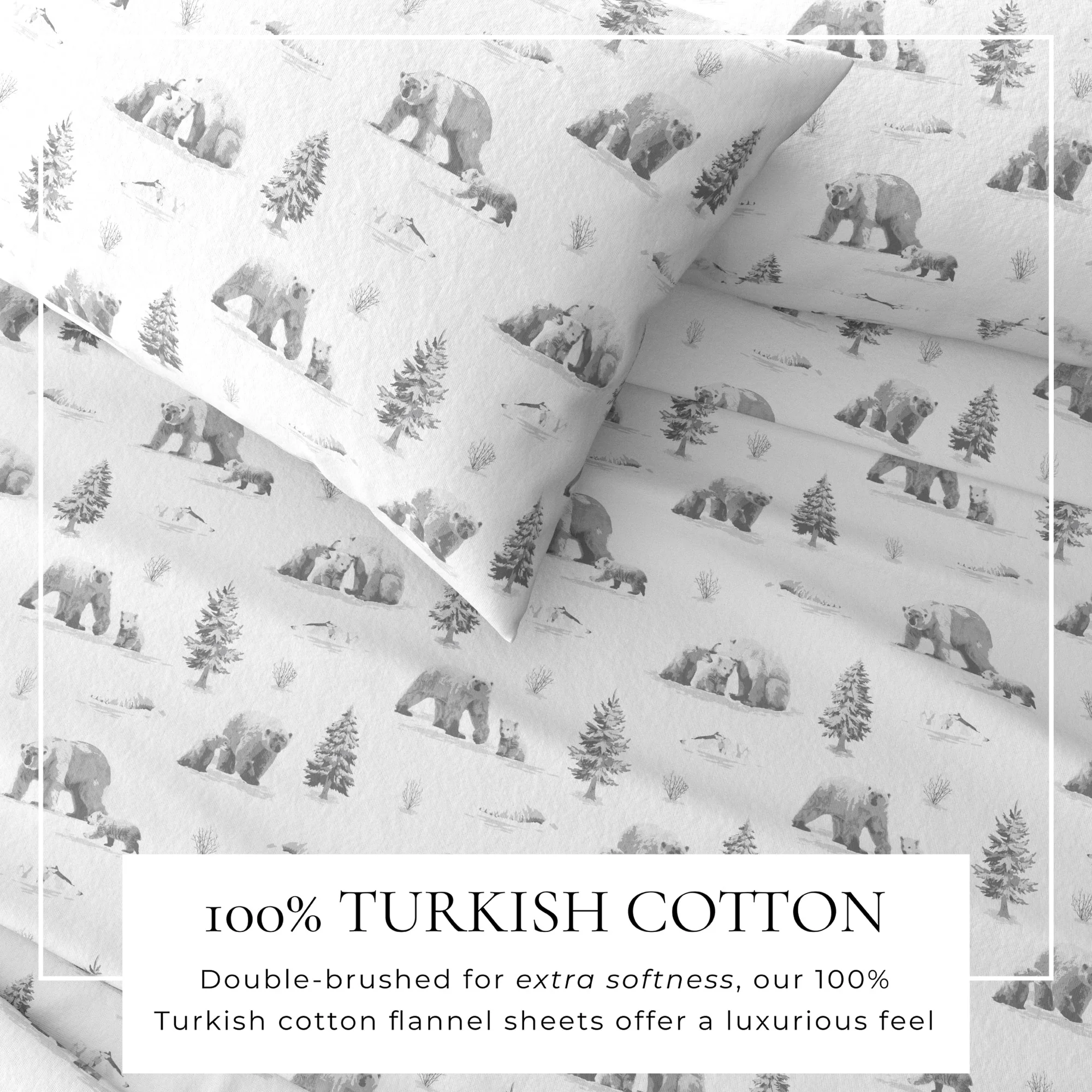 Linery & Co. Winter Turkish Cotton Double-Brushed Flannel Bed Sheet Set