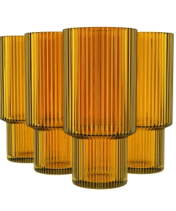 American Atelier Vintage Ribbed Fluted Glasses Set of 4