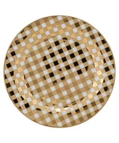 10 Strawberry Street Gold Porcelain Gingham Salad Plate (Pack of 6)