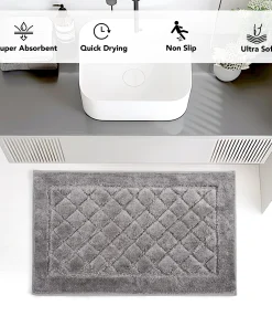 Deconovo Diamond Tufted Bathroom Rug Set, Non-Slip TPR Backing