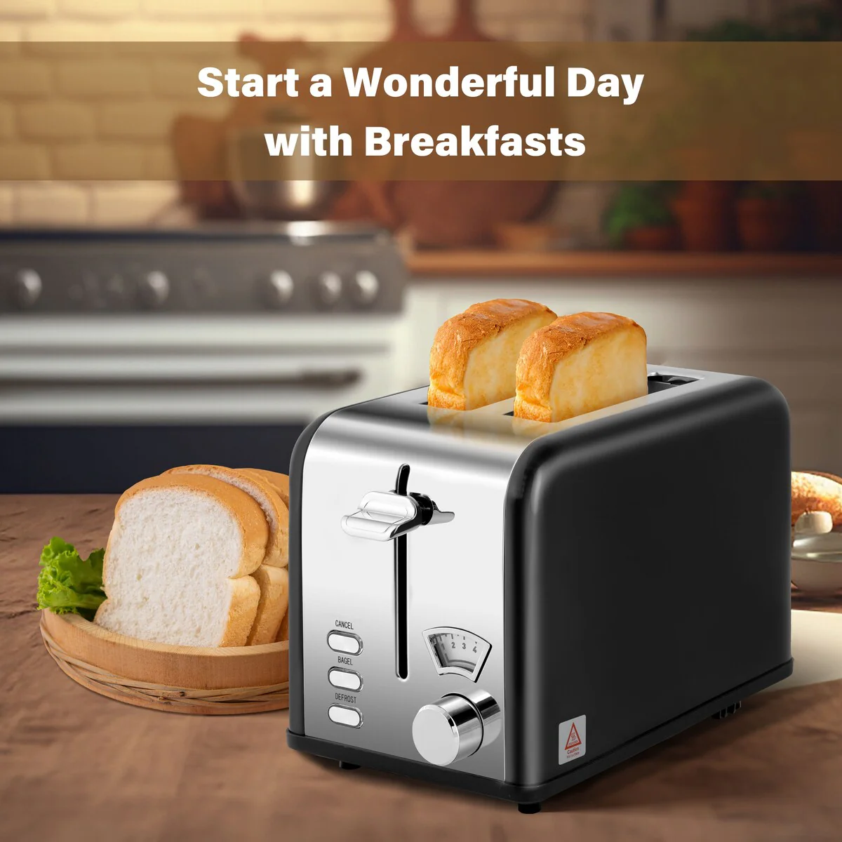 2 Slice Toaster Toast Bread Machine with Removable Crumb Tray - 10.40"L * 6.26"W * 7.00"H