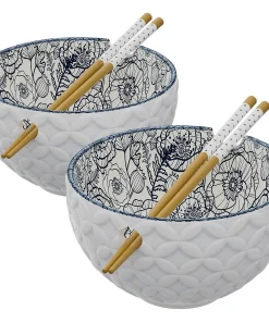 American Atelier Udon Ramen Bowl w/ Chopsticks Set of 2 - 6" D 21 oz.