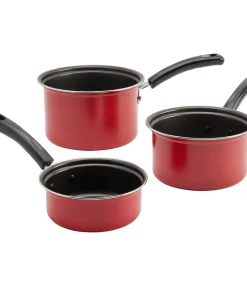 Basic Essentials 8PC Carbon Steel Cookware Set with Bakelite Handle - Red