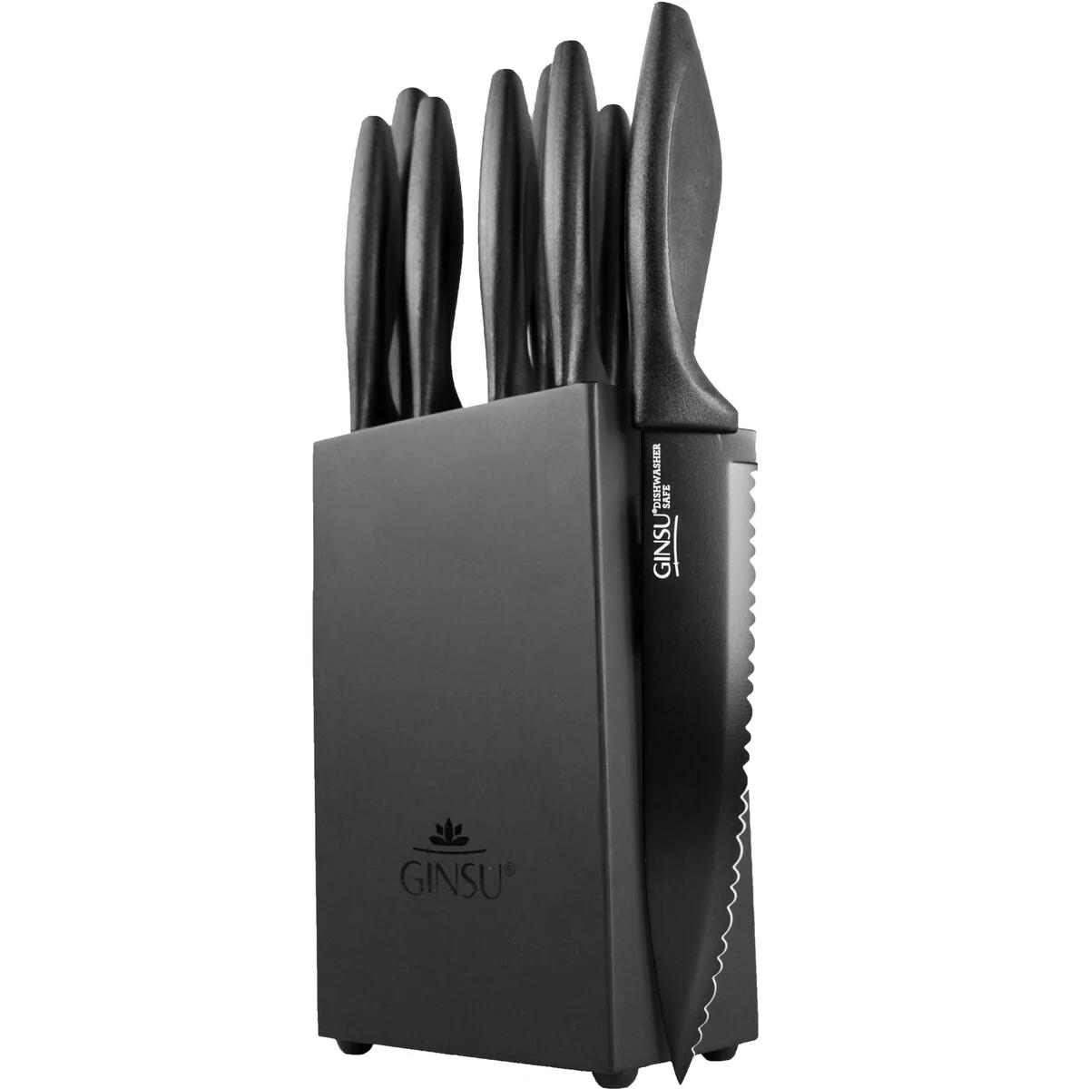 Ginsu Daku Series Dishwasher Safer Black Coated 10 Piece Knife Set With Black Block