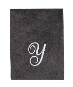 Avanti Linens Granite/Silver Script Monogram Bath Towel Letter Y - Bath Towel