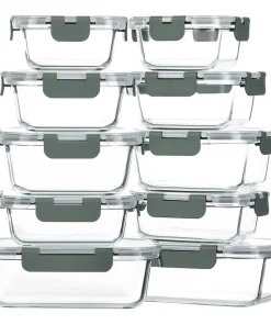 10 Pack Glass Food Storage Container with Lids