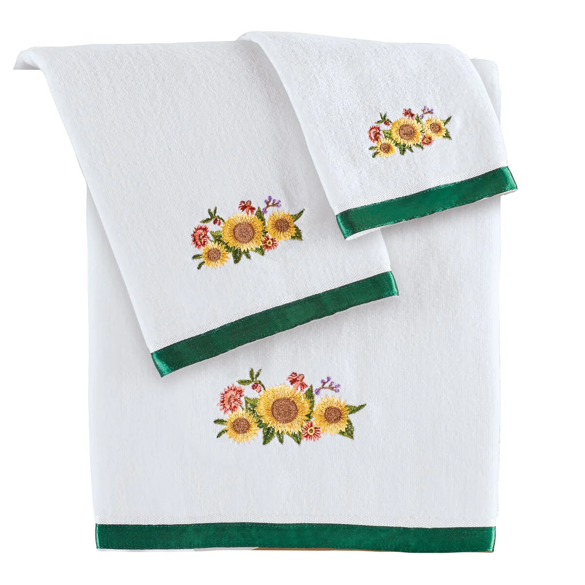 3-Piece Lovely Sunflower Arrangement Bath Towel Set - 9.000 x 6.250 x 3.250
