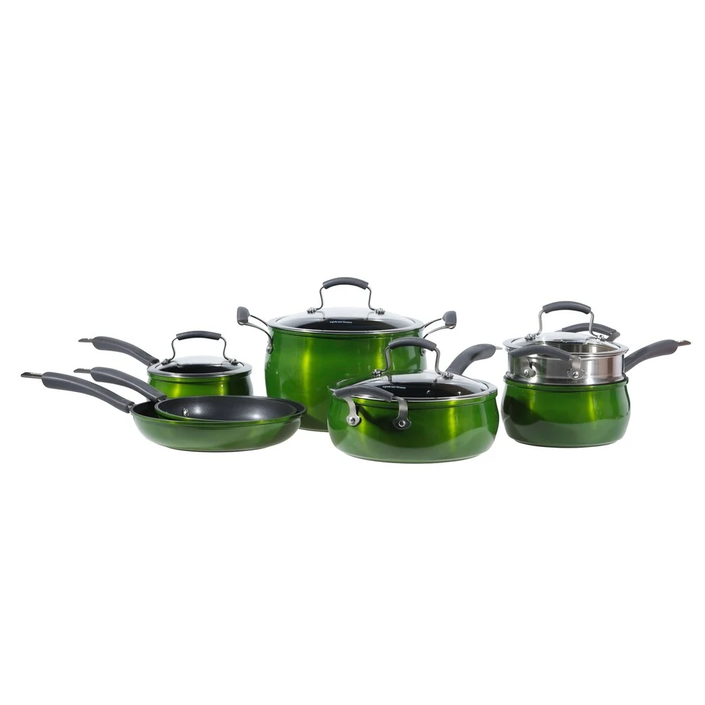 Epicurious 11Pc Cookware Set Non-Stick Translucent Aluminum Green